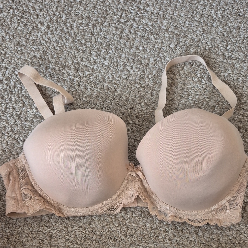 Secret Possessions Lace Accent Beige Bra
